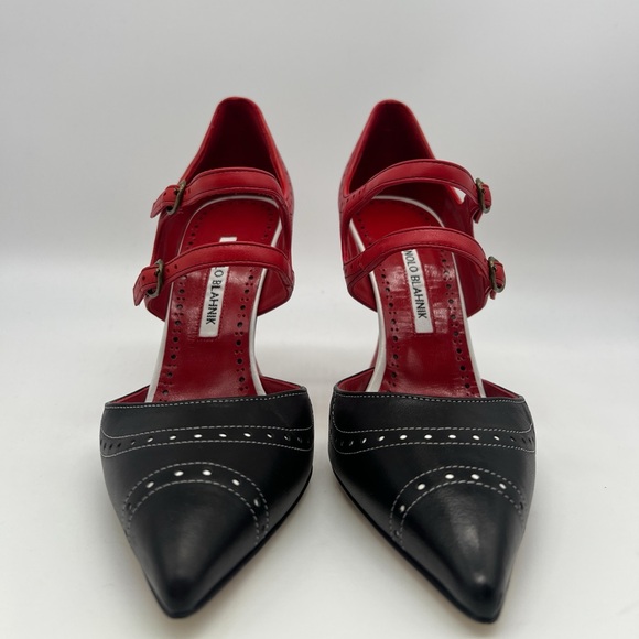 Manolo Blahnik Monzubo Bicolored Mary Jane Pumps - Picture 5 of 14